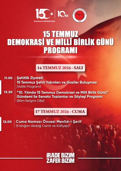 15 Temmuz Demokrasi ve Millî Birlik Günü Programı